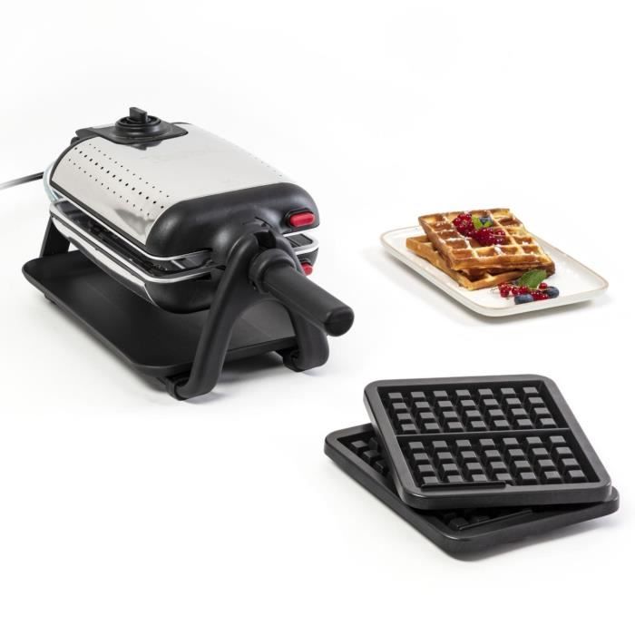 TEFAL Appareil a gaufre semi pro, 1200 W, Thermostat rÈglable, Voyant lumineux, PoignÈe rotative rabattable, King Size WM756D12