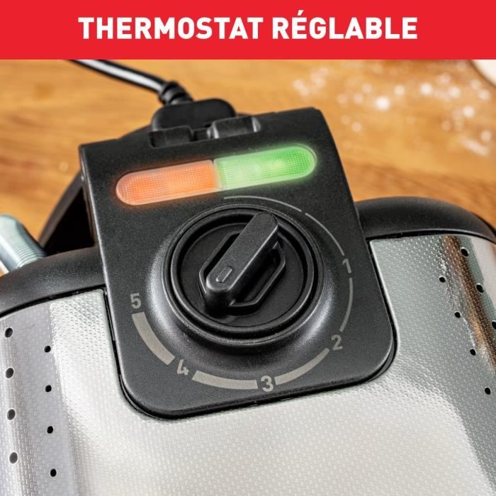 TEFAL Appareil a gaufre semi pro, 1200 W, Thermostat rÈglable, Voyant lumineux, PoignÈe rotative rabattable, King Size WM756D12
