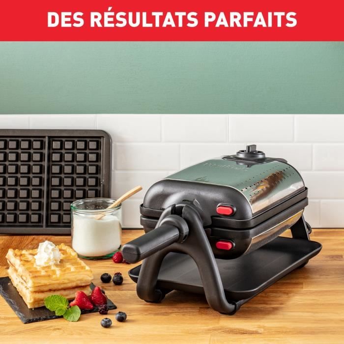 TEFAL Appareil a gaufre semi pro, 1200 W, Thermostat rÈglable, Voyant lumineux, PoignÈe rotative rabattable, King Size WM756D12