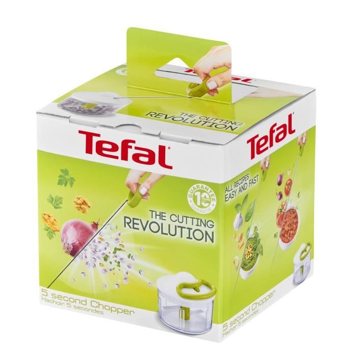 TEFAL Hachoir 5 sec manuel 500ml, Lames acier inoxydable haute qualitÈ, DÈcouper, Hacher, Mixer, Cuisine rapide et facile K1330404