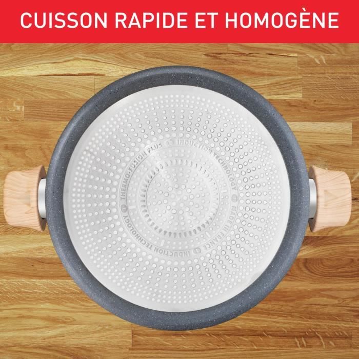 TEFAL Faitout 24 cm + panier vapeur, Induction, Revetement antiadhÈsif, + MinÈraux naturels, Thermo-Signal, FabriquÈ France G2669003