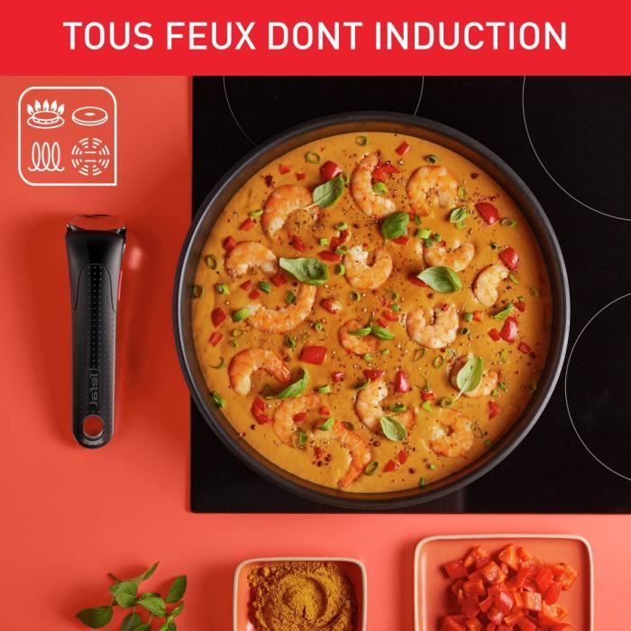 TEFAL INGENIO Emotion Batterie de cuisine 10 p, Induction, Acier inoxydable, Revetement antiadhÈsif, Poeles, Casseroles L897AS04
