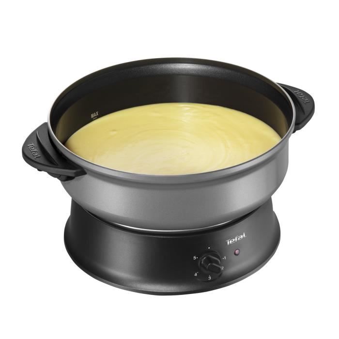 TEFAL Wok Fondue, Thermostat rÈglable, Revetement antiadhÈsif, 8 fourchettes incluses, Compact, FabriquÈ en France WK302013