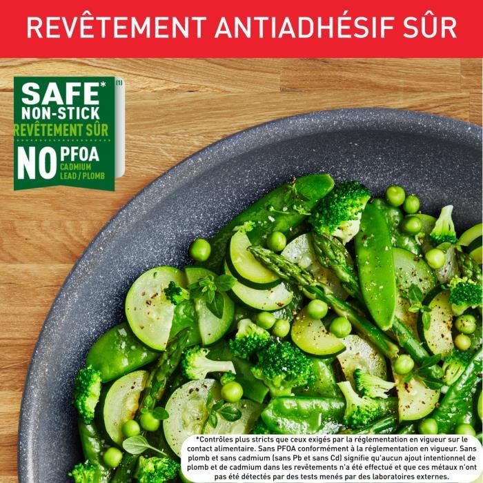 TEFAL Hard Stone Poele 28 cm, Non Induction, Revetement antiadhÈsif Mineralia +, Sans PFOA, FabriquÈ en France D4560632