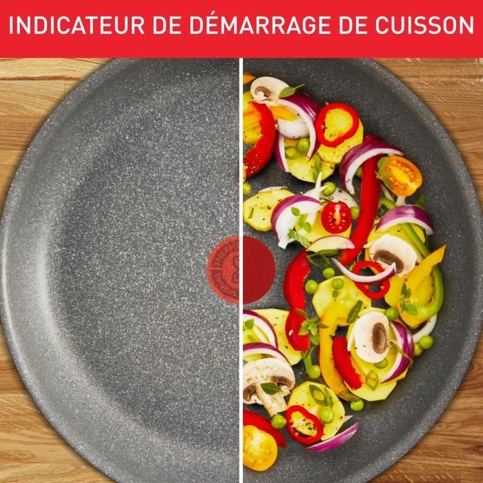 TEFAL Hard Stone Poele 28 cm, Non Induction, Revetement antiadhÈsif Mineralia +, Sans PFOA, FabriquÈ en France D4560632