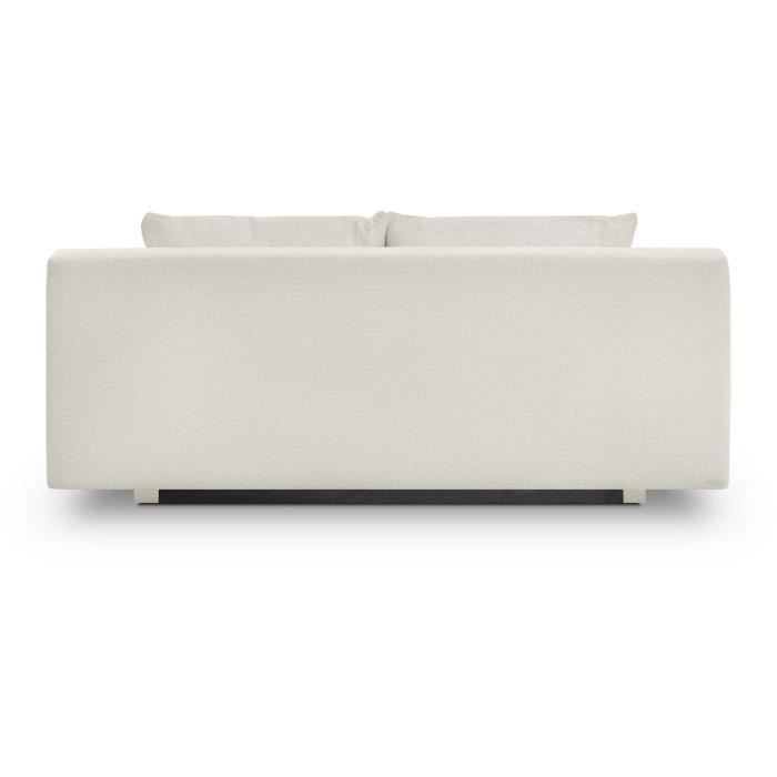 Banquette convertible 3 places TEIJO - Tissu bouclette beige - Coffre de rangement - L187 x P91x H82 cm