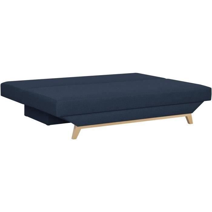 TEIJO Banquette convertible 3 places avec coffre de rangement - Tissu Bleu - L187 x P91 x H82 cm