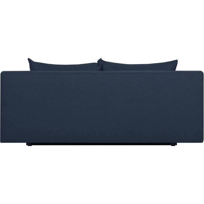 TEIJO Banquette convertible 3 places avec coffre de rangement - Tissu Bleu - L187 x P91 x H82 cm