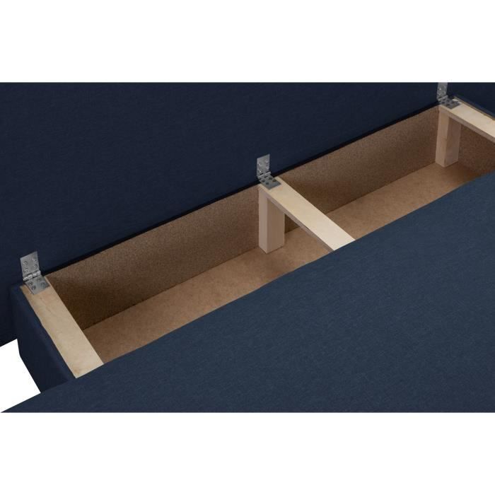TEIJO Banquette convertible 3 places avec coffre de rangement - Tissu Bleu - L187 x P91 x H82 cm