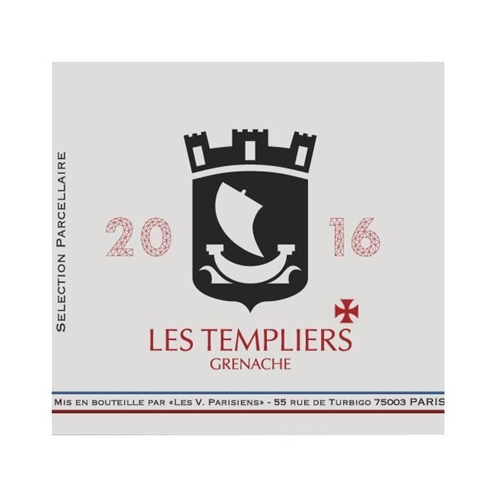 Les Vignerons Parisiens Les Templiers 2016 Vin de France - Vin rouge - Bio