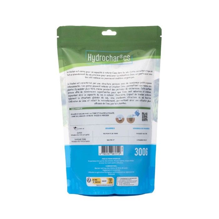 Rétenteur d'eau Hydrochar CS - TERRA NOSTRA - 162334 - Economie d'eau pour plantes - Sachet 300g