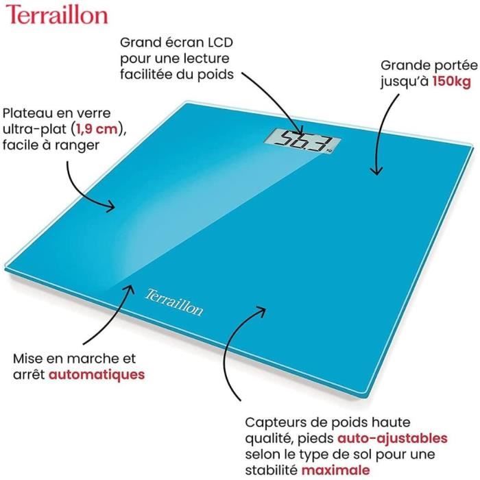 Pese-personne TERRAILLON - TX1500 - Èlectronique - Ultra-Plat - Marche/Arret automatique