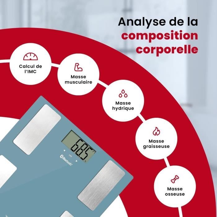 Pese personne TERRAILLON - SMART CONNECT BT - Èlectronique -analyse composition corporelle et IMC - connectÈ