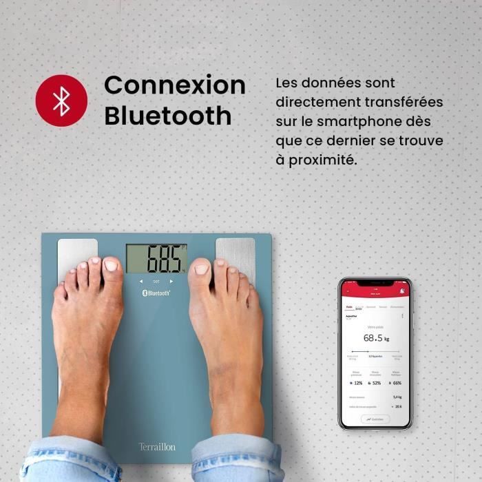 Pese personne TERRAILLON - SMART CONNECT BT - Èlectronique -analyse composition corporelle et IMC - connectÈ
