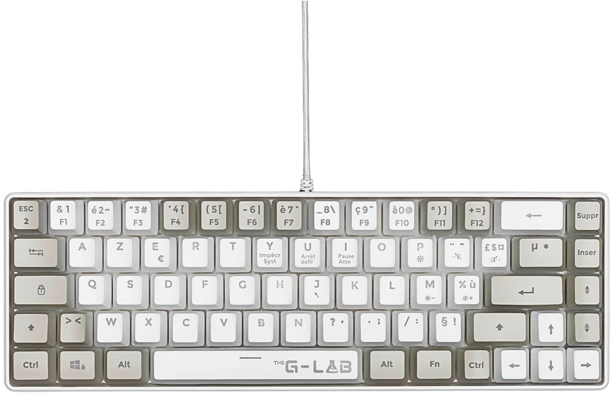 Clavier Gamer filaire - THE G-LAB - KEYZ-HYDRO-WG/FR - 60% format compact - AZERTY - Rétroéclairé - Gris/Blanc