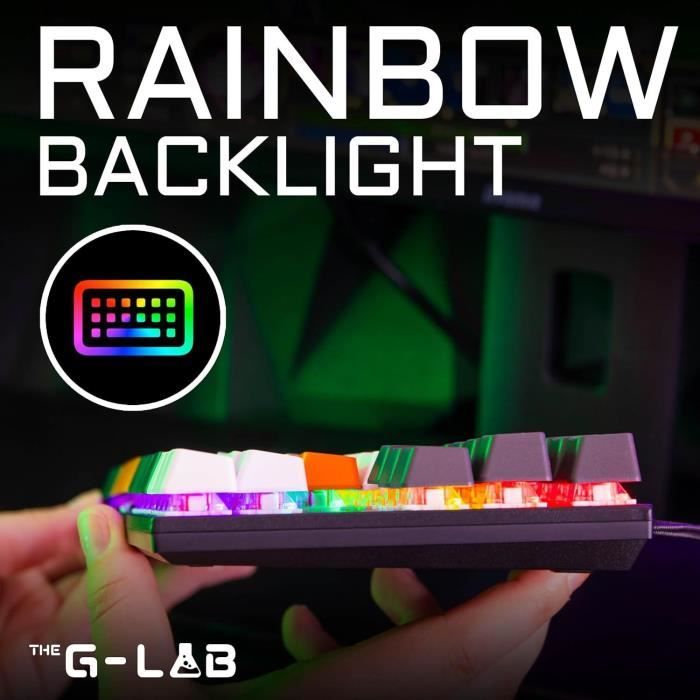 Clavier Gaming - THE G-LAB - KEYZ-MERCURY-C/FR - Mécanique - TKL - 3coloris Blanc+Noir+OrangeFR