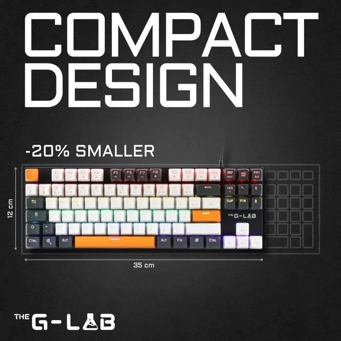 Clavier Gaming - THE G-LAB - KEYZ-MERCURY-C/FR - Mécanique - TKL - 3coloris Blanc+Noir+OrangeFR