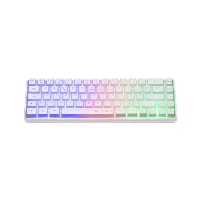 Clavier Gamer - Membrane - The G-Lab - KEYZ HYDROGEN WL - Rétroélairage arc-en-ciel - Sans fil - Semi mécanqiue - Azerty - Blanc