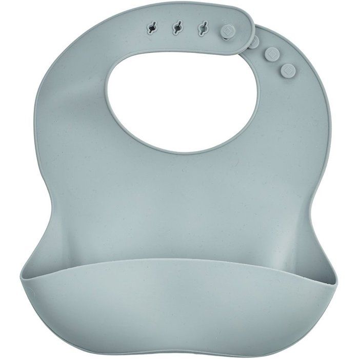 Bavoir silicone - THERMOBABY - Avec récupérateur - Gris charme