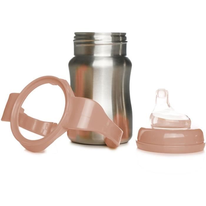 Tasse d'apprentissage - THERMOBABY - Inox - 180 ml - Peche - Ergonomique et anti-fuites