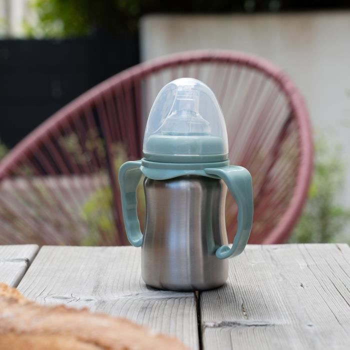 Tasse d'apprentissage - THERMOBABY - Inox - 180 ml - Vert Cactus - Ergonomique et anti-fuites