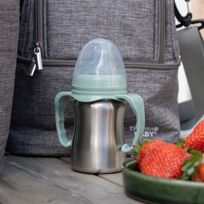 Tasse d'apprentissage - THERMOBABY - Inox - 180 ml - Vert Cactus - Ergonomique et anti-fuites