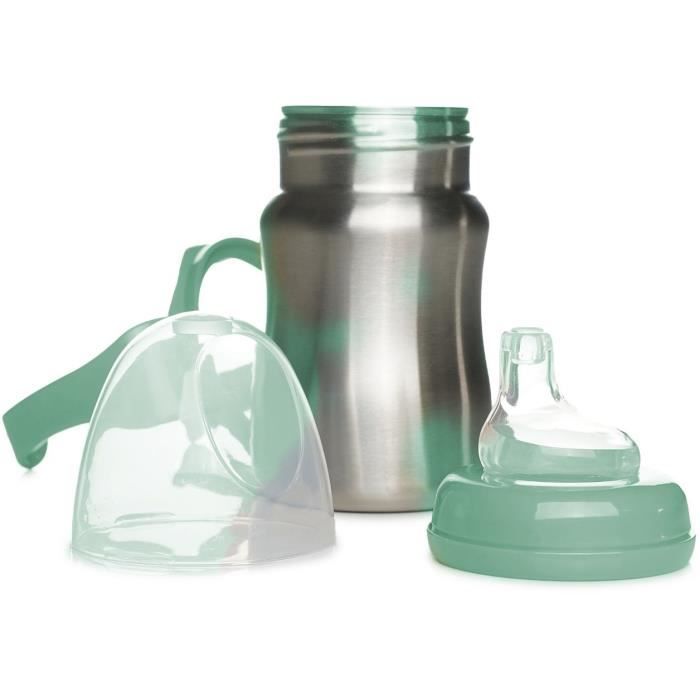 Tasse d'apprentissage - THERMOBABY - Inox - 180 ml - Vert Cactus - Ergonomique et anti-fuites