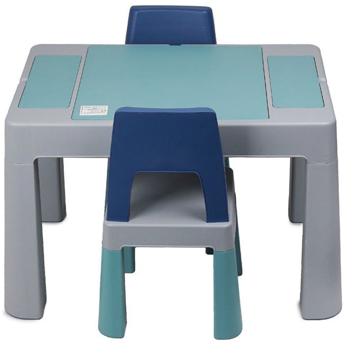 Table d'activités multifonction - THERMOBABY - MULTIPLAY - Avec 2 chaises - Gris / Bleu