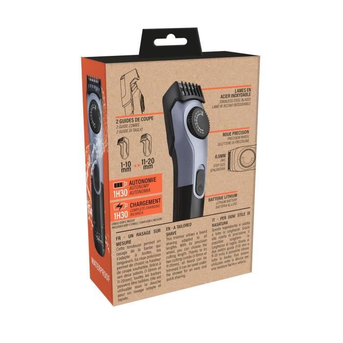 Tondeuse barbe sur batterie THE BARB' XPERT 6042 - Batterie Lithium - 19 hauteurs de coupe - Autonomie 1h 30 - Indicateur LED