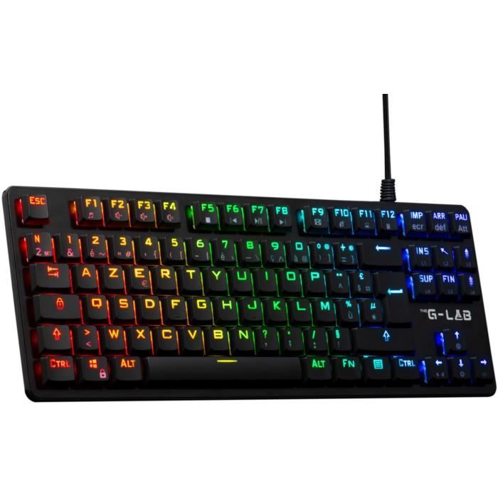 Clavier Gamer - The G-Lab - KEYZ PLATI. TKL - Format TKL - MÈcanique (Switch Rouge) - Low Profile - RGB - Noir