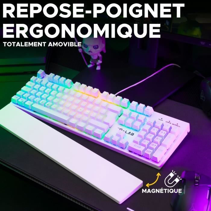 Clavier Gamer - The G-Lab - KEYZ RUBIDIUM - MÈcanique (Switch Rouge) - Repose Poignet - RGB - Filaire - Azerty - Blanc