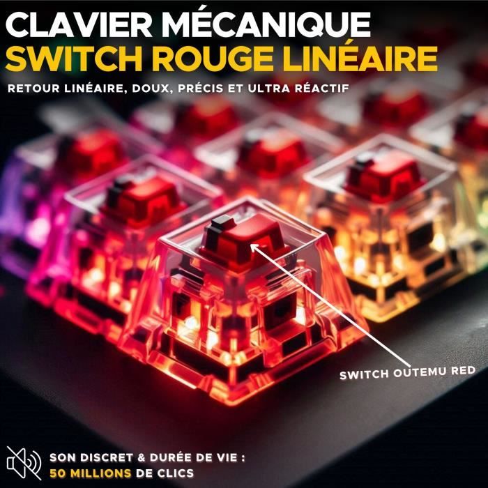 Clavier Gamer - The G-Lab - KEYZ TITAN - Mécanique (Switch Rouge) - Filaire - RGB - Noir