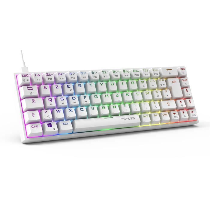 Clavier Gamer - The G-Lab - KEYZ TITAN - MÈcanique (Switch Rouge) - Filaire - RGB - Blanc