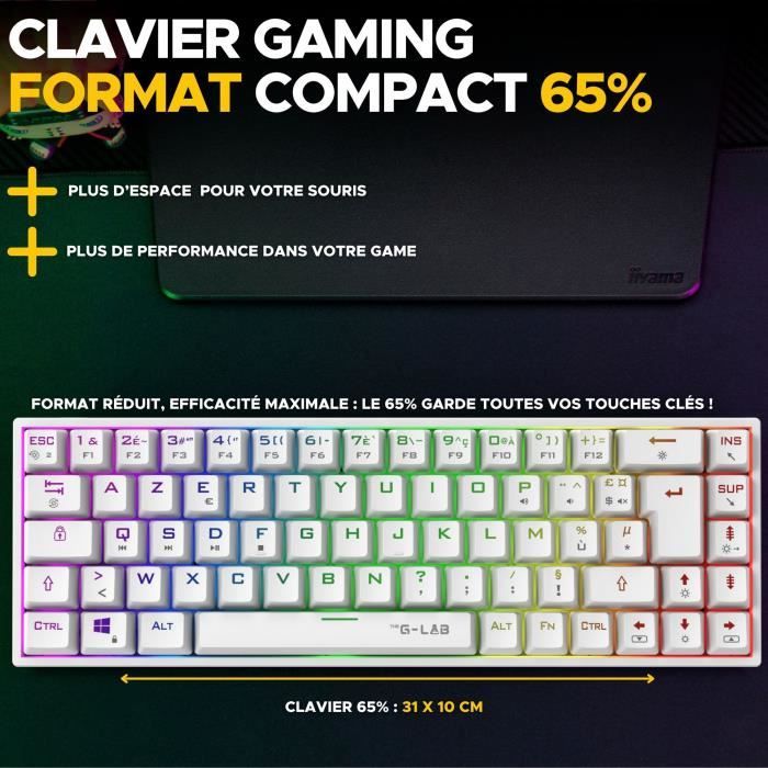 Clavier Gamer - The G-Lab - KEYZ TITAN - MÈcanique (Switch Rouge) - Filaire - RGB - Blanc