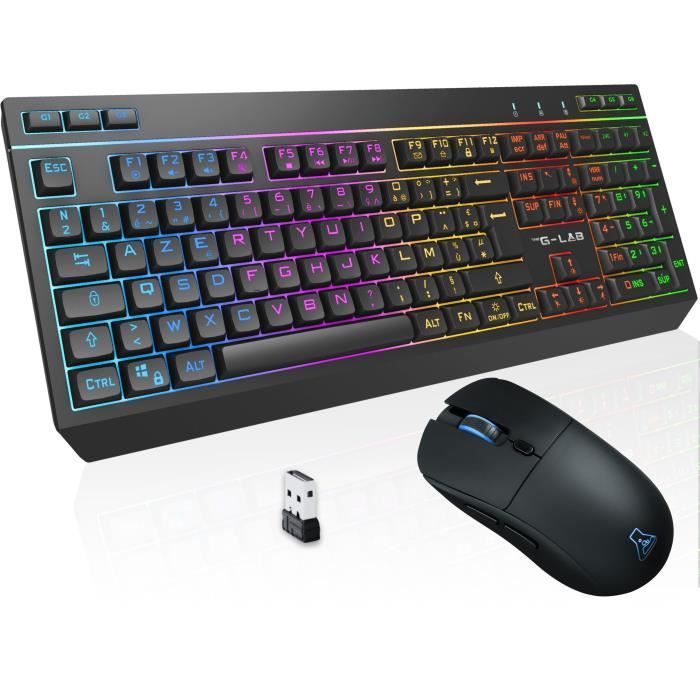 Pack gamer sans fil - THE G-LAB - COMBO TUNGSTEN EX - Clavier + souris - 32 macros configurables