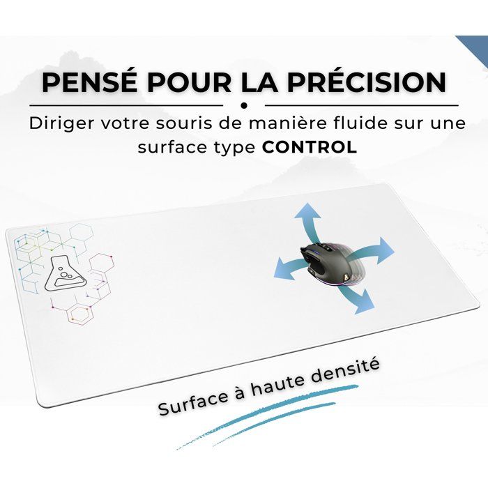 Tapis de Souris XXL - THE G-LAB - PAD SELENIUM - Anti-dérapant - 90 x 40 x 0,4 cm - Blanc