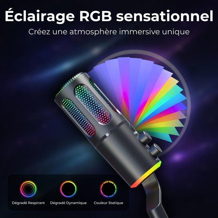 Microphone Gaming RGB Streaming - THE G-LAB - K-MIC-NEON - Compatible multiplateformes et logiciel - Qualité audio pro - Noir