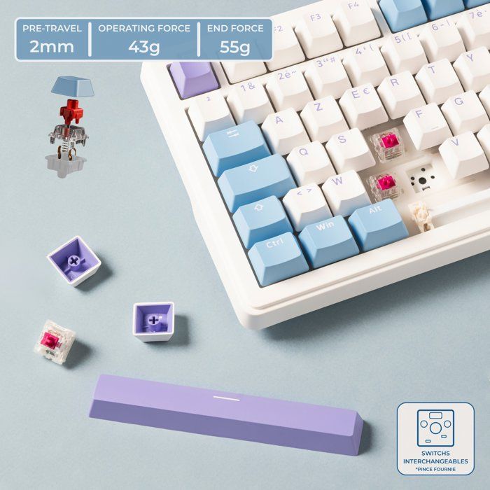 Clavier mécanique PBT Gasket - THE G-LAB - KEYZ Elite 400 WB - TripleMode - AZERTY - RGB - Windows & Mac
