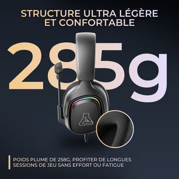 Casque gaming filaire RGB - THE G-LAB - KORP MERCURY - Tissu - Micro Rétractable - Stéréo - Toutes Plateformes