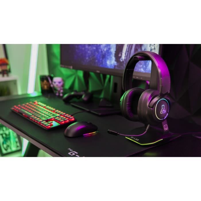 Casque Gamer sans fil - The G-Lab - KORP IRIDIUM - Microphone - RGB - PC/PS4/Xbox One - Noir