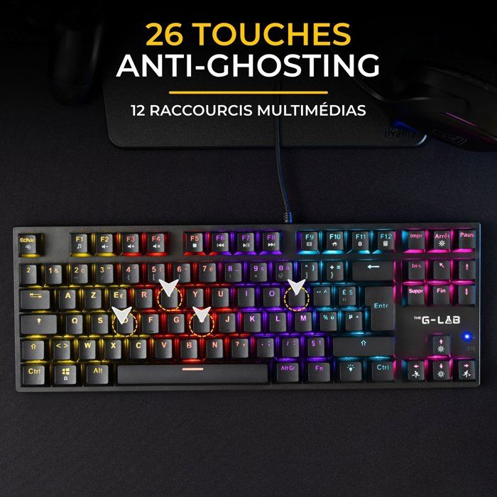 Pack clavier souris gaming - THE G-LAB - COMBO MERCURY EX - Clavier Mécanique TKL Switch Rouge - Souris 7200 DPI