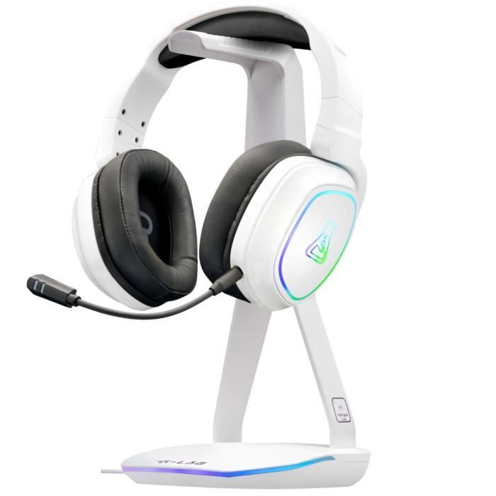 Support pour Casque/Micro-Casque - THE G-LAB - K-STAND HYDROGEN - 2 ports USB - Blanc
