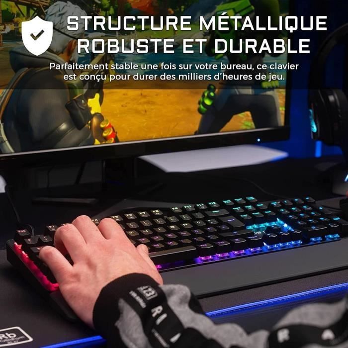 Clavier Gamer - The G-Lab - KEYZ RUBIDIUM - MÈcanique (Switch Rouge) - Repose Poignet - RGB - Filaire - Azerty - Noir