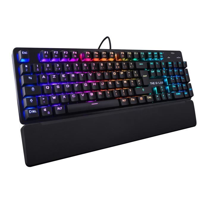 Clavier Gamer - The G-Lab - KEYZ RUBIDIUM - Mécanique (Switch Rouge) - Repose Poignet - RGB - Filaire - Azerty - Noir