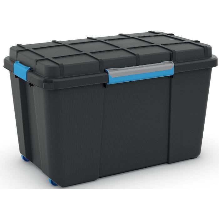 Boite hermétique a roulettes - 110 litres - noire