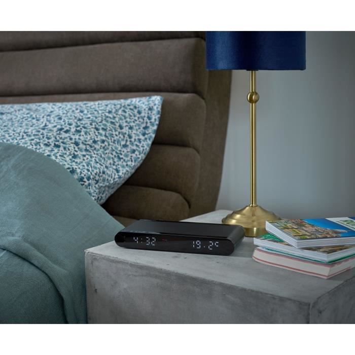 Réveil station de charge - THOMSON - Noir - Induction 15W, Température, Port USB-C, Alim. 230V