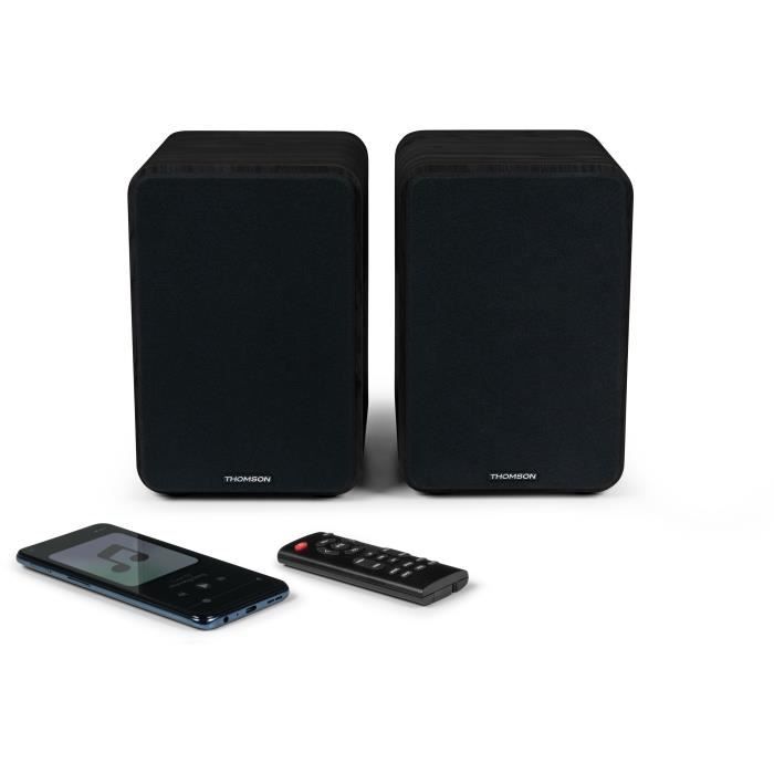 Ensemble de 2 enceintes THOMSON WS600DUO avec caisson en bois - Bluetooth 5.0 - 100W - Noir