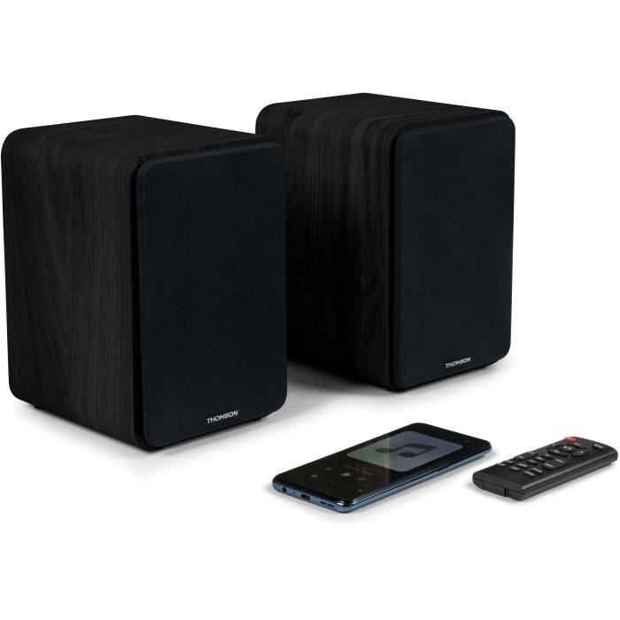 Ensemble de 2 enceintes THOMSON WS600DUO avec caisson en bois - Bluetooth 5.0 - 100W - Noir