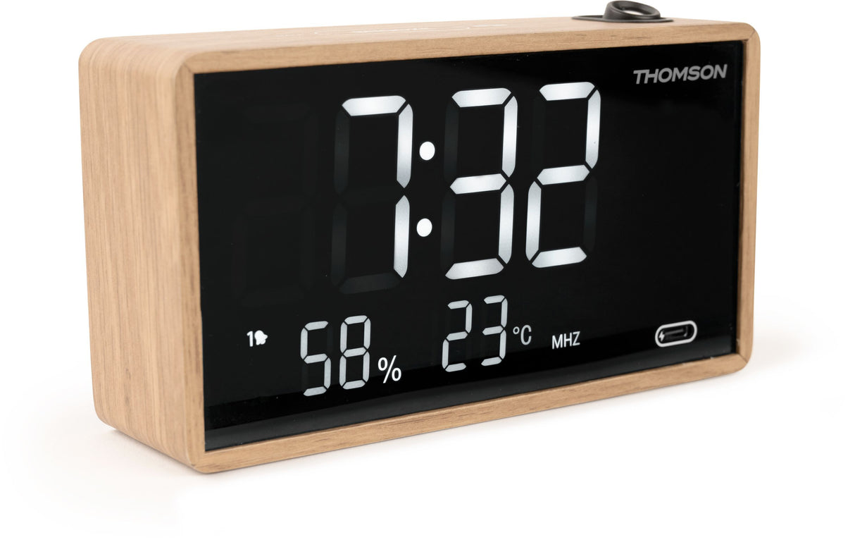 Radio réveil avec projection - THOMSON - Bois