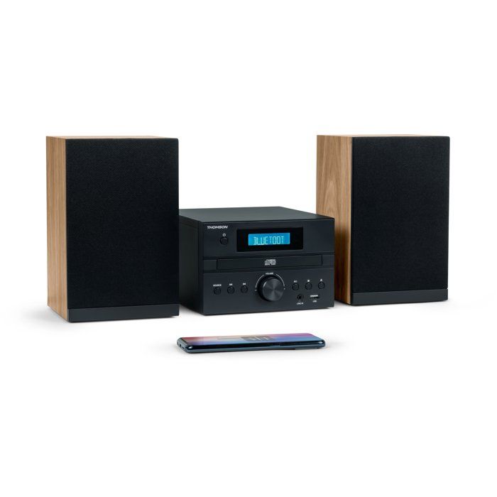 Micro Chaîne - THOMSON - Bluetooth - Radio - CD - MP3 - USB - DAB - Bois et noir